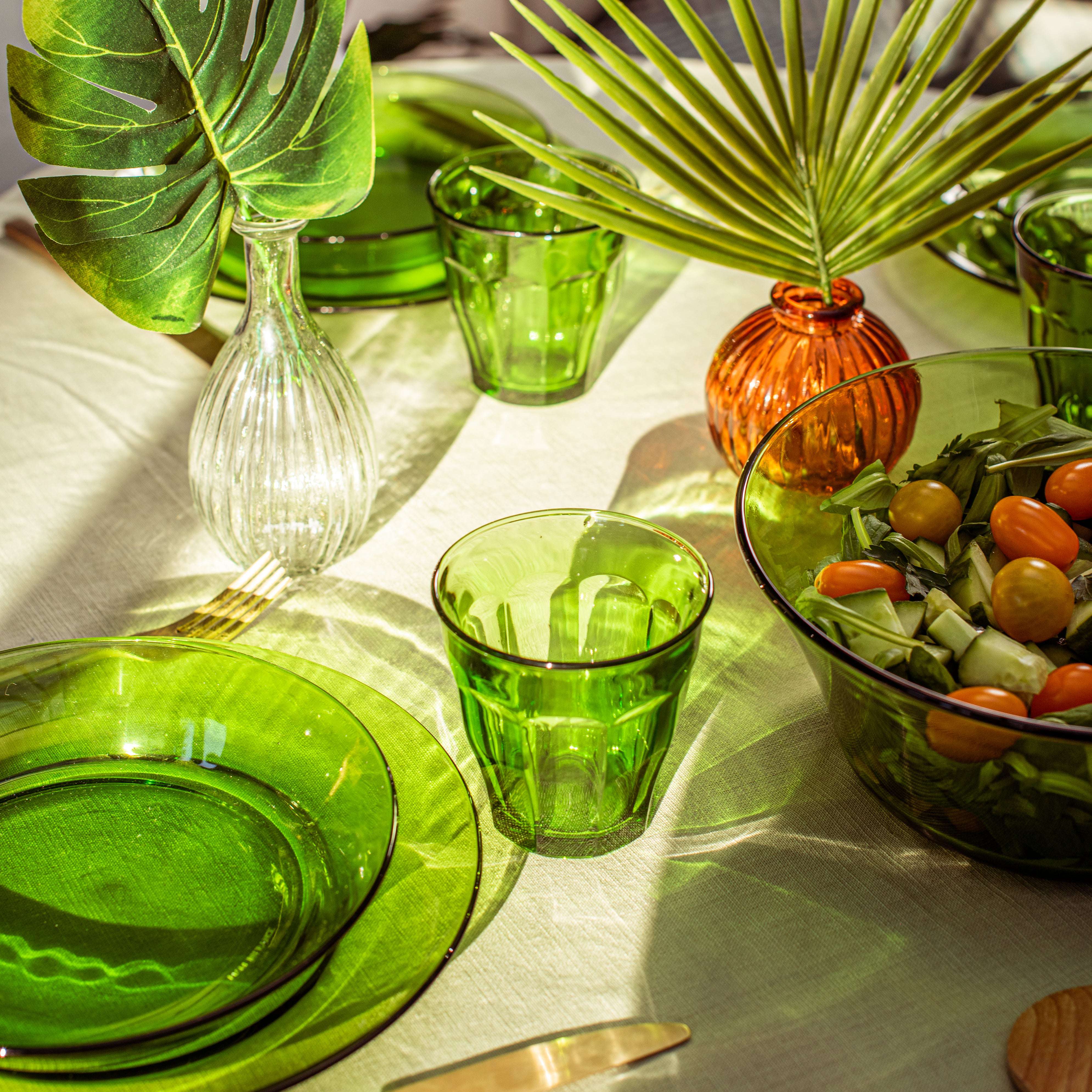 Lys Green Glass Dessert Plate 7.5" - Set of 6 - Image 6